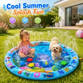 Pet Water Play Mat for Summer Fun – PVC Spray Splash Pad for Dogs, Cats, Babies & Backyard Sensory Play