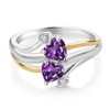 925 Silver and 10K Yellow Gold Purple Amethyst and Lab