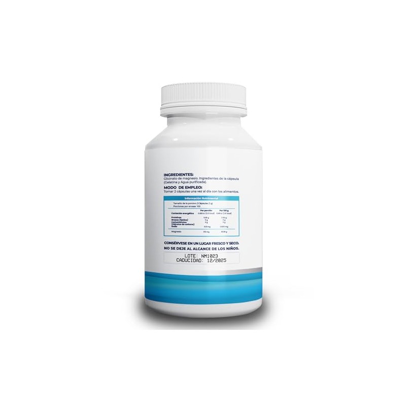 Naima Glicinato Magnesio 200 Cápsulas Suplemento Alimenticio Ingredientes Naturales Puro