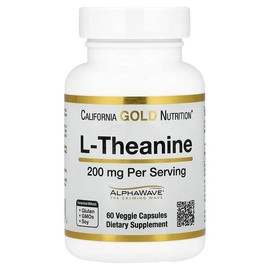 California Gold Nutrition, L-Theanine, AlphaWave® Contains 200mg, 60 Veggie Capsules / California Gold Nutrition (캘리포니아골드뉴트리션), l-테아닌, AlphaWave® 함유, 200mg, 베지 캡슐 60정