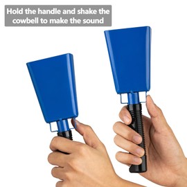 Ubblove Cowbells 2pcs,Steel Cow Bell 8 inch with Handle,Cheering Hand Bell for Sports Events,Football Games,Party,Farm,Hand Chimes Percussion Musical Instruments (8 inch, Blue)