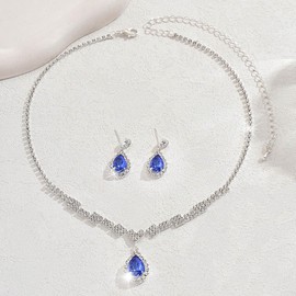 Unicra Silver Crystal Bridal Wedding Jewelry Set Rhinestone Necklace Earrings Sets Prom Formal Costume Jewelry for Women and Brides, Metal, Crystal