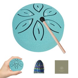 TINGSING Rain Tongue Drum - Mini Steel Tongue Drum, 3 Inches, 6 Notes Percussion Instrument with Fabric Bag, Mallet, Music Book - Lake Blue