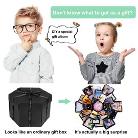Jinsion Surprise Box, Explosion Box, Birthday Craft Set, DIY Photo Album Explosion Box, Black Explosion Box, Wedding for a Friend's Birthday, Wedding Anniversary or