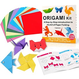 Yibeishu Origami Paper Kit with Instructions Book 20 Easy Origami Projects 6x6 Inch Origami Paper Double Sided Square Colorful Folding Paper Set for Kids Adults Beginners Activity