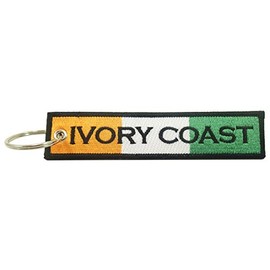 Ivory Coast (Cote d'Ivoire) Flag Key Chain, 100% Embroidered