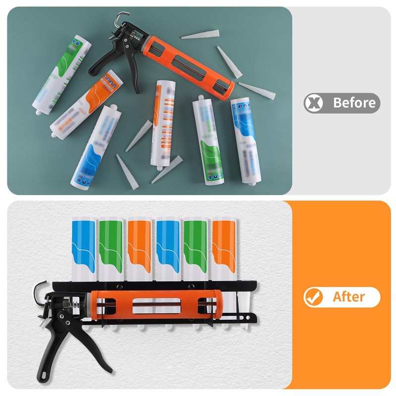 Fardtry Caulking Gun Holder, Metal Caulk Tube Storage Rack, Wall