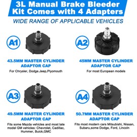 DIQDI 3L Brake Bleeder Kit – Pressure Brake Fluid Bleeding Tool with 1L Catch Bottle & 4 Master Cylinder Adapters, Leak-Resistant One-Man Brake Bleeder for Car, SUV and Clutch Systems
