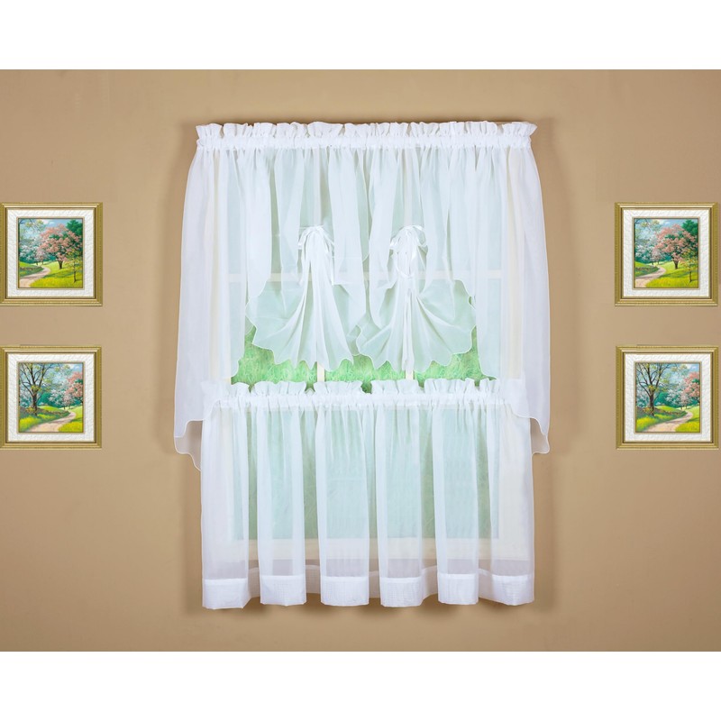 Today's Curtain Emelia Original Voile Tier Pair 30", White, 60"