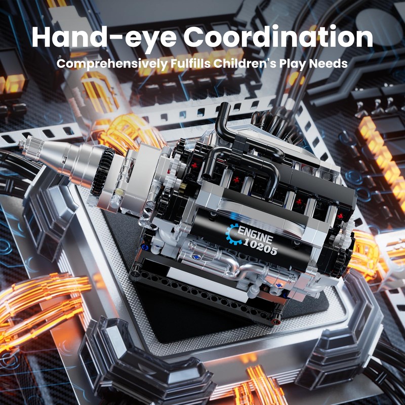 Mould King 10205 Technik V12 Engine Building Blocks RR Car