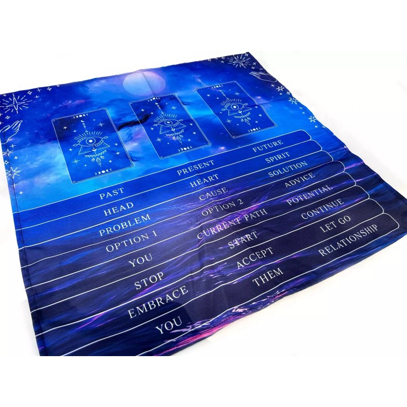 Superlunaris 3-Card Tarot Reading Spread Cloth, Tarot Menu, Altar Cloth,
