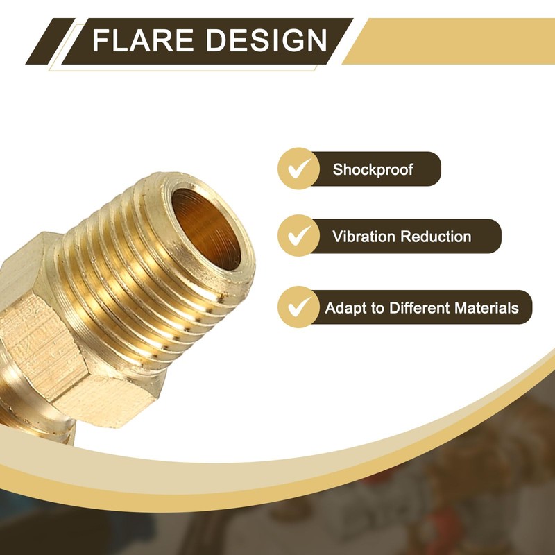 sourcing map 5Pcs Brass Pipe Fitting, 3/16" OD x 1/8"