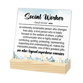 Social Worker Gifts Social Worker Appreciation Gifts Thank You Gifts Social Worker Gifts for Women Social Worker Graduation Gifts Retirement Gifts Clear Acrylic Desk Decoration Sign 4 x 4 Inch