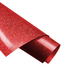 Glitter Heat Transfer Vinyl, 12" x 5ft Glitter HTV Vinyl Roll, Glitter Iron on Vinyl for Cameo and Heat Press (Glitter Red, 12" x5ft)