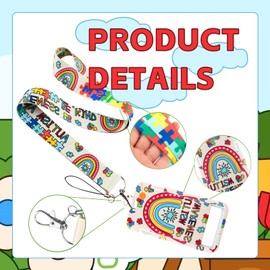 Siliget Autism Lanyard with Card Holder, Hidden Disability Lanyard, Autism Awareness Id Card Holders, Rainbow Lanyard for Kids Teens Adults