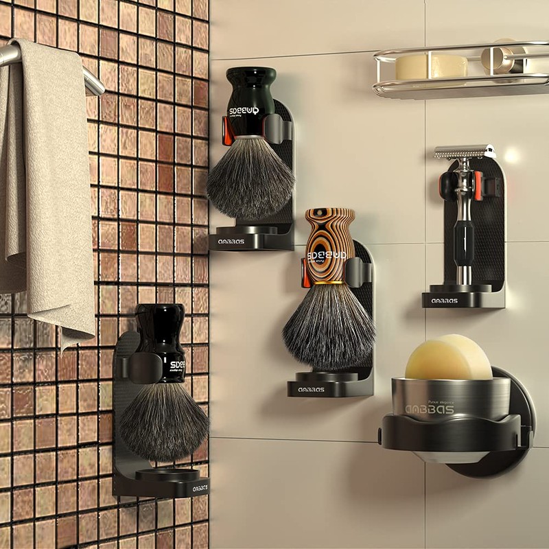 Anbbas Badger Hair Shaving Brush with Wall Mounted Brush Holder