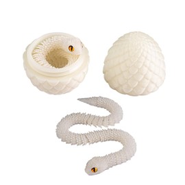 DGSHRHD 12 inch 3D Printed Snake Eggs with Snake Inside,3D Printed Animals,Easter Basket Stuffers,Executive Desk Toys,Articulated Crystal Toys for Kid Desk Decor,Easter Eggs, (White)