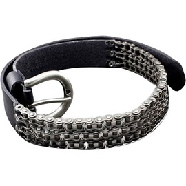 punkman2000 Heavy Motorcycle Chain Genuine Leather Belt For Men Biker Rocker Punk (43In ( length 110cm)), Black