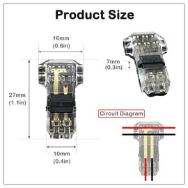 12 Pcs T Tap Wire Connectors, 3 Way 2-pin Solderless Low Voltage Connectors