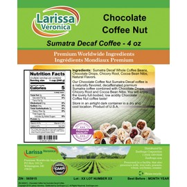 Chocolate Coffee Nut Sumatra Decaf Coffee (Gourmet, Naturally Flavored, Whole Coffee Beans) (4 oz, ZIN: 565915)