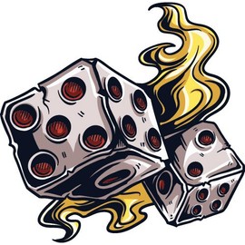 Flames Dice Gambling Decal 4" in The United States