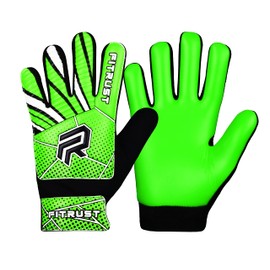Fitrust Football Goalkeeper Gloves with Super Grip 3mm Latex & Protection Palms Soccer Goalie Gloves for Kids Children Youth (Green, 5)