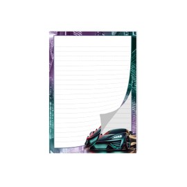 Writing Paper Set Writing Pad Lined with Envelope for Boys Kids Adults Car Racing Car (1 Pad A5 with 25 Sheets + 15 Matching Printed Envelopes)