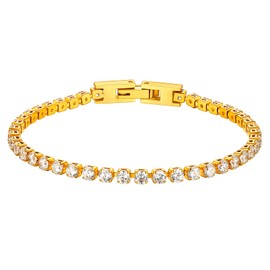 U7 Mens Tennis Chain Bracelets Womens Gold Plated Cubic Zirconia Bracelet For Women