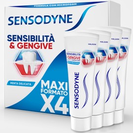 Sensodyne Toothpaste Sensitivity & Gums, for Sensitive Teeth and Gums, Daily Dental Hygiene, Mint Flavour, Maxi Format 4 x 75 ml
