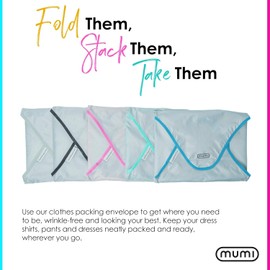 Mumi Design Travel Garment Bag Clothes Folder - 14.5 x 10.5 Inch Travel Organizer Bags for Luggage – Large Capacity Anti Wrinkle Luggage Organizer Garment Folder – Packing Bags for Travel (Pink)