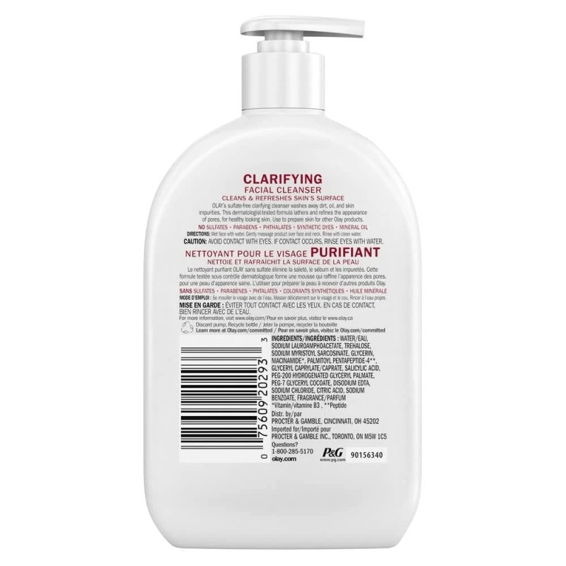 Olay Clarifying Daily Facial Cleanser Niacinamide Sulfate Free 16 Fl