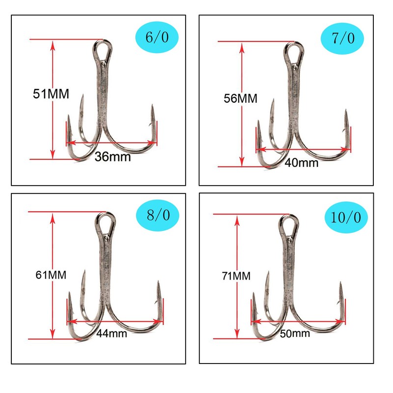 Treble Hooks Strong Large Format Fishing Hooks Sea Fishing Saltwater