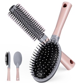 Baluue 2pcs Round Hair Brushes for Curly Hair Ergonomic Detangling Comb Material for Styling and Blow Drying Comfortable Grip