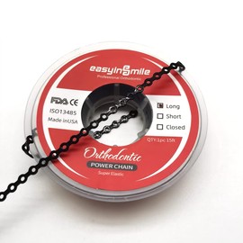 SNAWOP Dental Orthodontic Power Chain Multicolor Spool Elastic Rubber Bands for Teeth Braces (Long, Black)