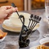 SGVRPVZ Black Small Coffee Spoon Holder Set,Swan Base With 12