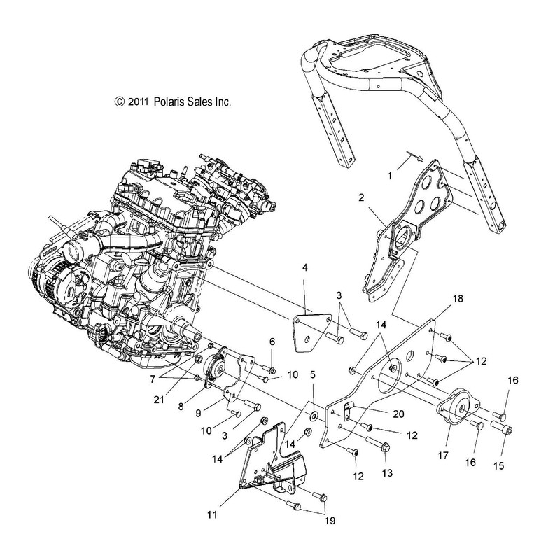 Polaris Snowmobile Engine Mont, 3 in, 4S, Genuine OEM Part