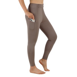 Women Riding Tights Pockets,Women Training Breeches Pants with Silicone Grip(Sand，S)