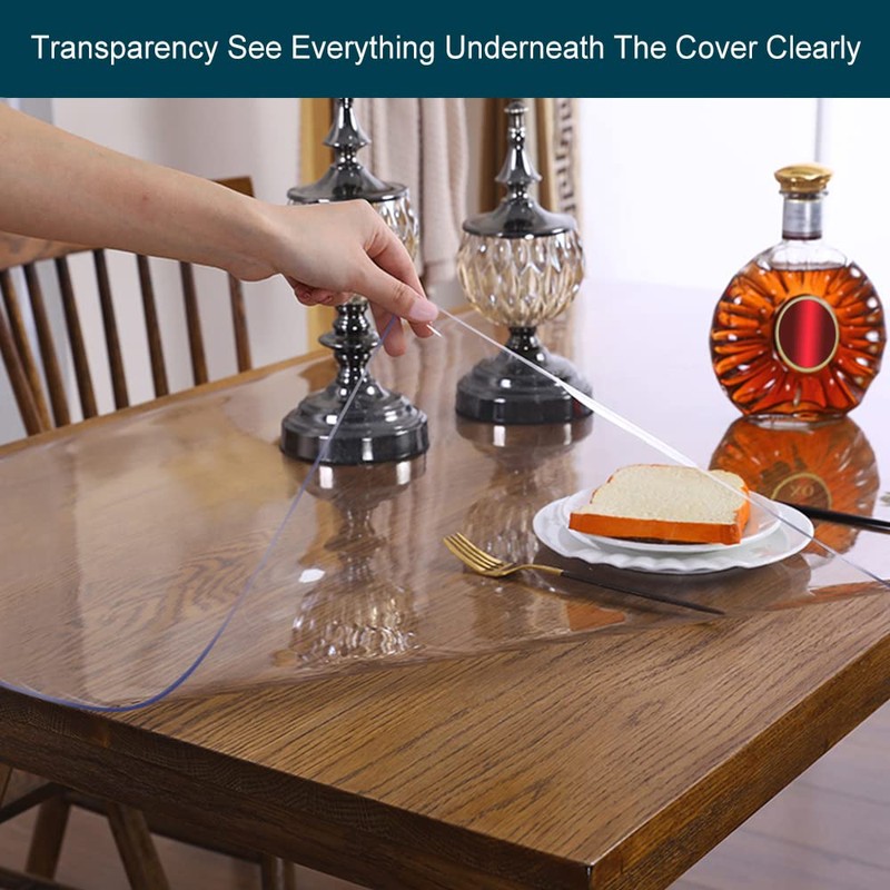 Wadrac Multisize Small PVC Clear Table Cover Top Protector-12x38 in