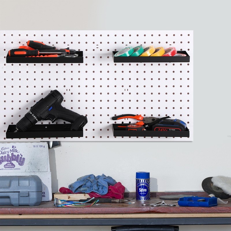 Blulu 4 Pcs Pegboard Shelves, 10 x 4 Inch Metal