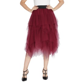 Women's Elastic Waist Tutu Princess Tulle Underskirt Pettiskirt - Petticoat l