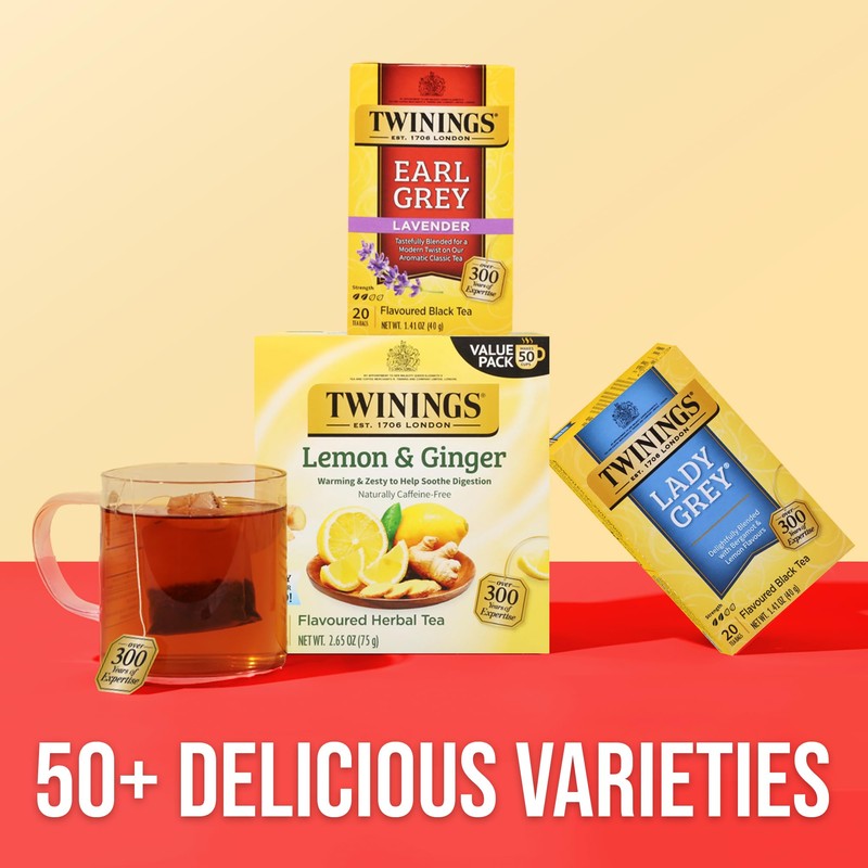 Twinings Earl Grey Lavender Black Tea Individually Wrapped Bags, 20