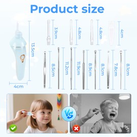Pavlleen Earwax Remover, with LED Lamp, Painless, Effective Earwax Remover with Water, Adjustable Water Pressure, Low Noise, for Adults and Children, Blue