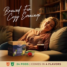 Gya Tea Co Evening Calm Tea Gift Set (24 ct) - Assorted Tea Pod Variety Pack with Vanilla Chai, Peppermint, High Mountain, Jasmine Green 4 Flavors for Night Rest, Digestion & Relaxation