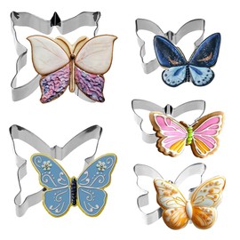 Crastilior 5PCS Butterfly Small Cookie Cutters Set holiday cookie cutter set for Baking Homemaking Cookie Biscuits Dough