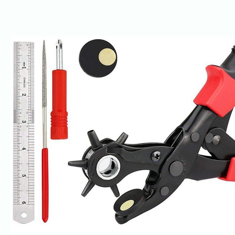Leather Hole Punch Belt Hole Puncher Pliers Ruler Grinding Rod