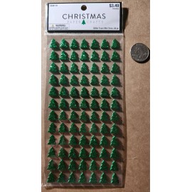 Christmas Paper Crafts Glitter Foam Mini Trees Stickers - 84 PC- Christmas Paper Crafts - T14