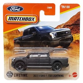 Matchbox - 2022 Ford F-150 Lightning - MBX Adventure 28/100 - JFT07 - Short Card - Matte Black - Pickup Truck - Superfast Lesney - Mattel 2024-1:64