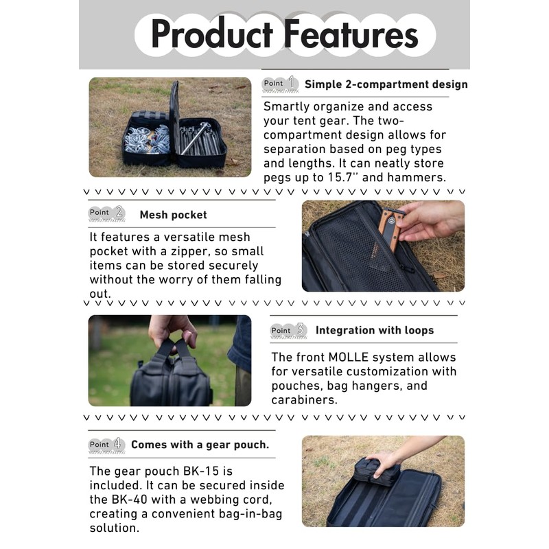 CAMPINGMOON Tactical Admin Molle Pouch Military Camping Tool Bag Storage