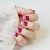 Fantasticlady,Press on nails,Short,glossy,Line grid design,Red&purple,Salon quality,for women(24pce)