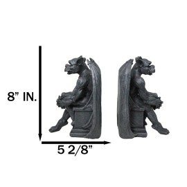 Ebros Gift Gothic Warden of The Night Gargoyle Sentries On Pedestals Bookends Figurine Set